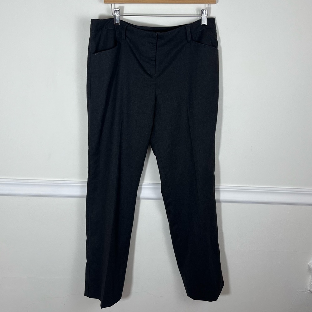 J. McLaughlin Charcoal 98% Wool‎ 2% Spandex Creased Dress Slim Pants Size 12